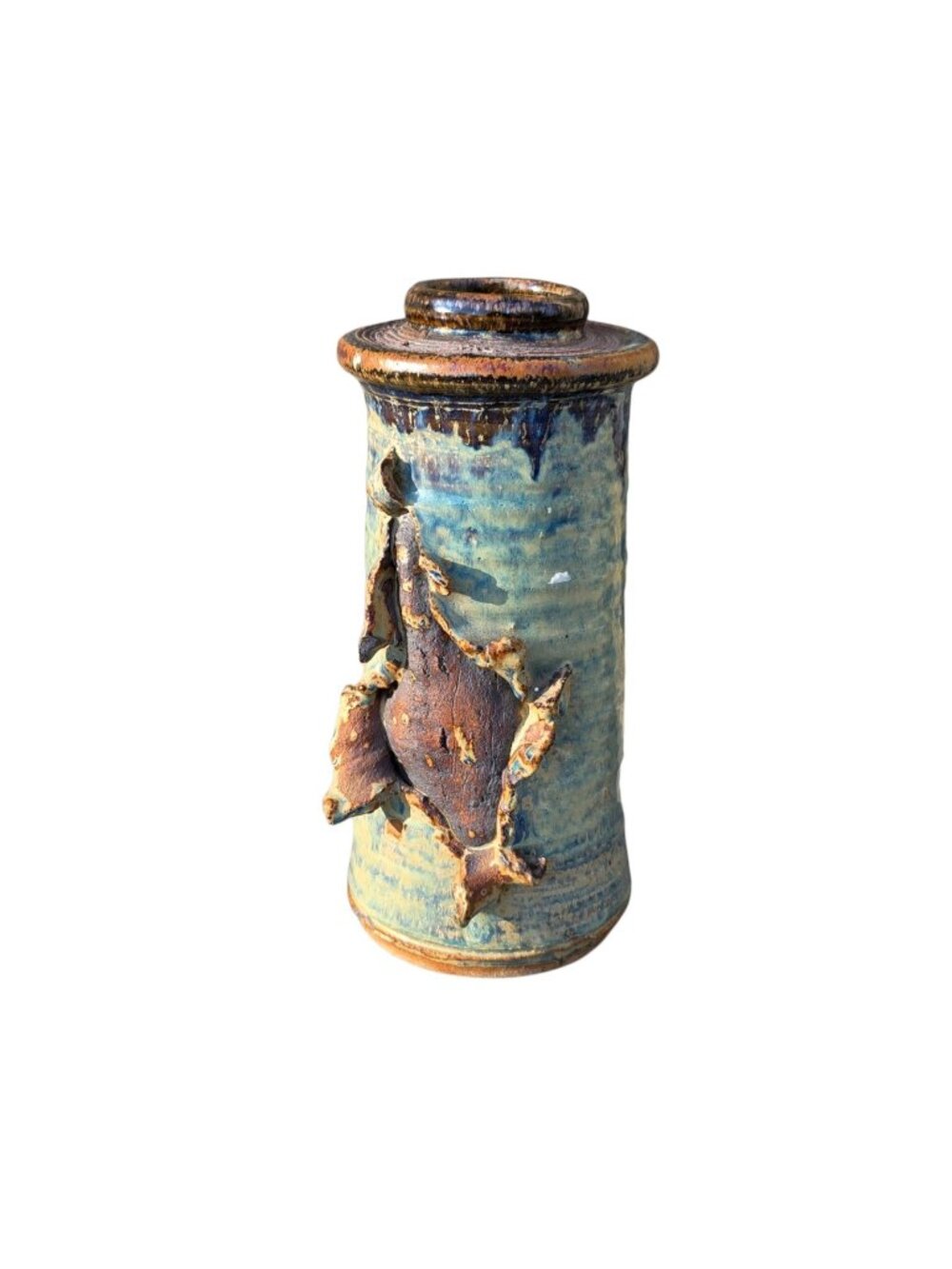 Artist Signed Art Studio American Glazed Pottery Tall Vase 11" x 4.5"